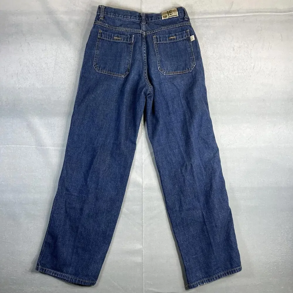 Vintage Y2K IS Girl Interstate Double Leg Baggy Jeans Womens 11 Blue Made in USA - Picture 5 of 10